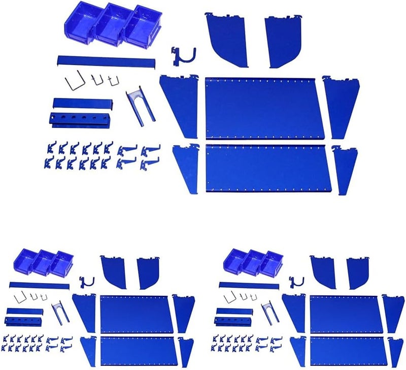 Wall Control Slotted Tool Board Workstation Accessory Kit Pegboard and Slotted Tool Board – Blue (Pack of 3) - Image 1